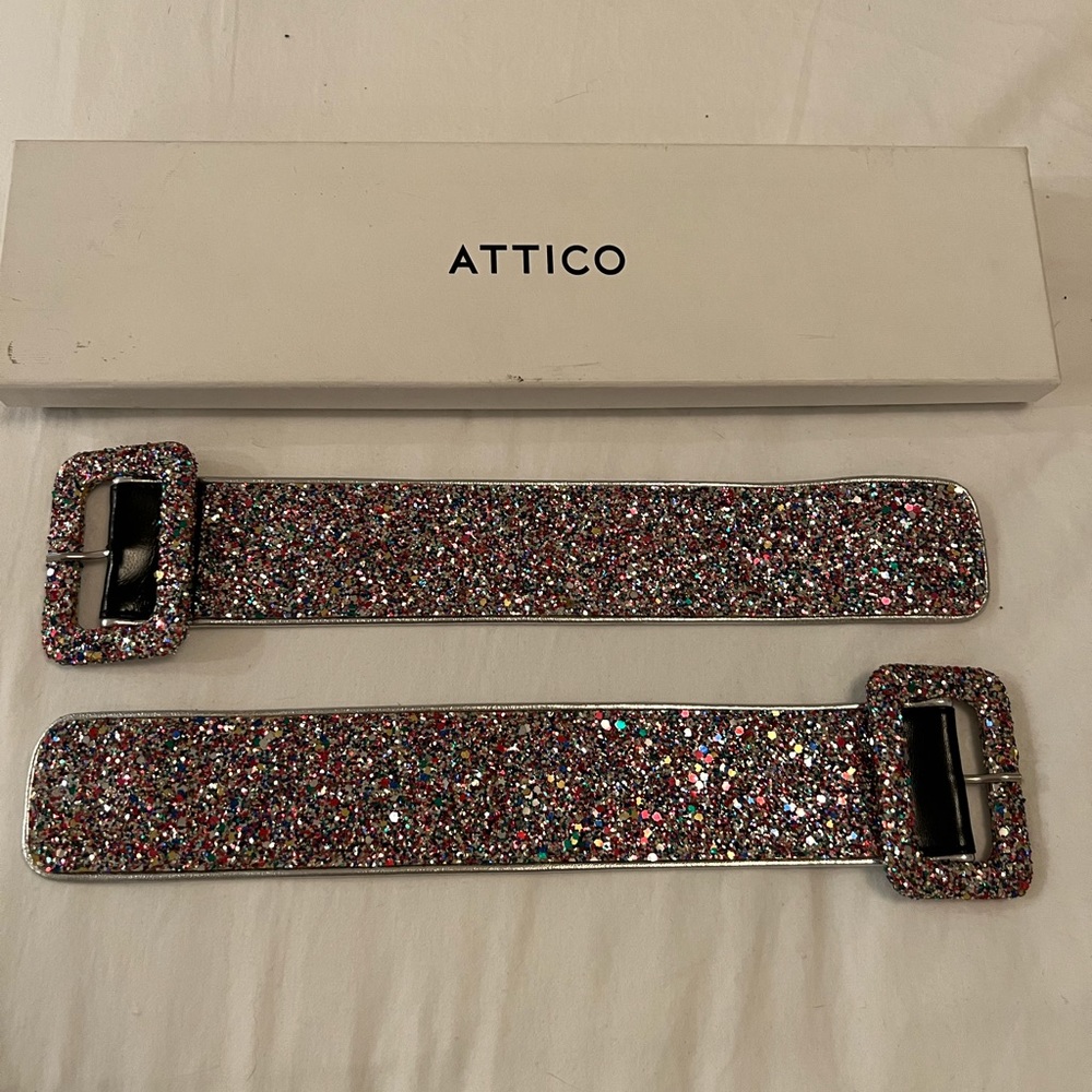 The Attico Multicolor Glitter Buckle Bracelet Straps